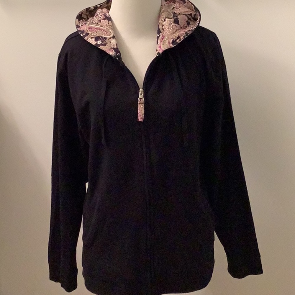 Karen Scott - Hoodie Jacket - Black - Women’s Size L - Full Zip